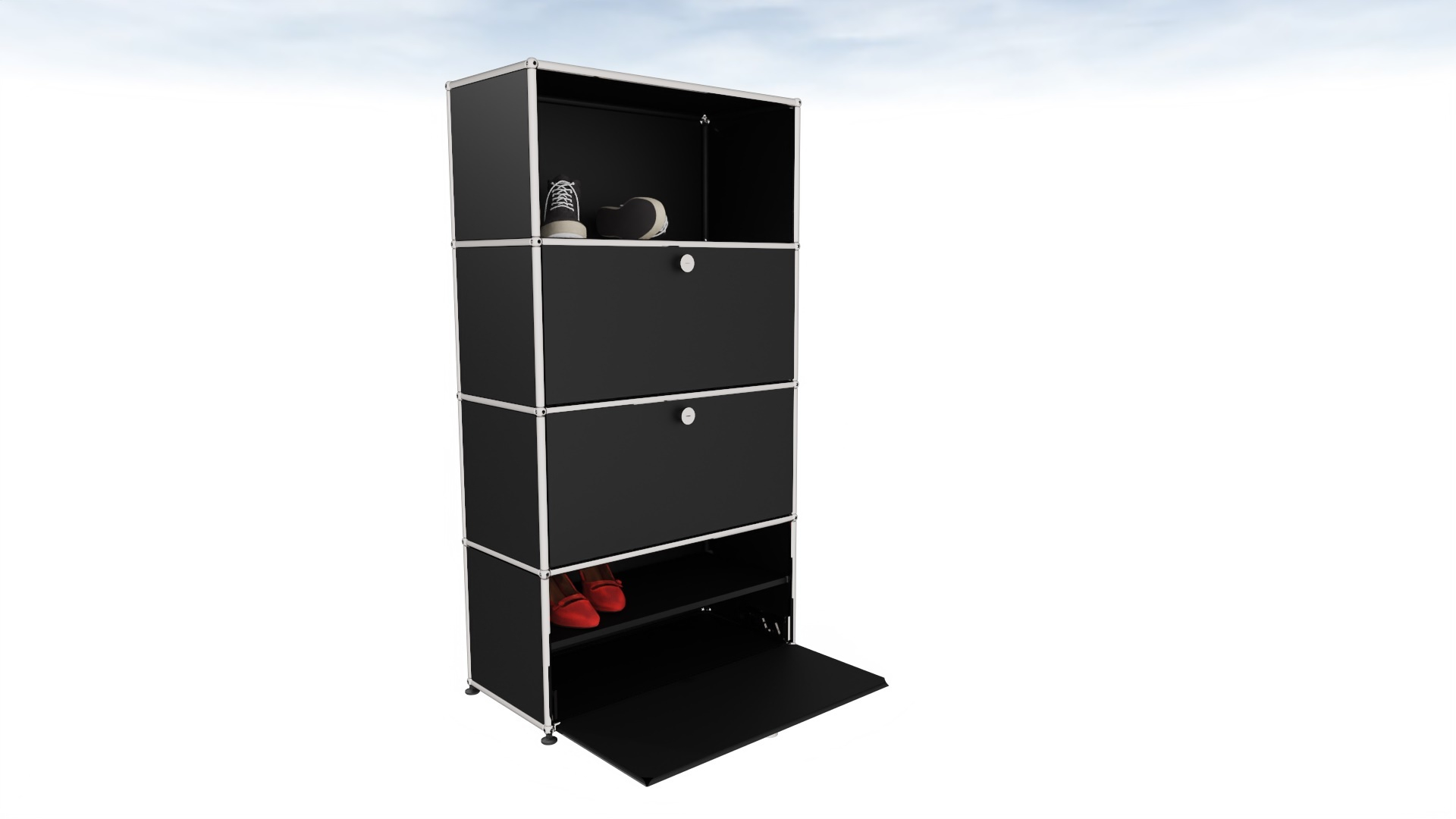 USM Haller shoe cabinet with flap white