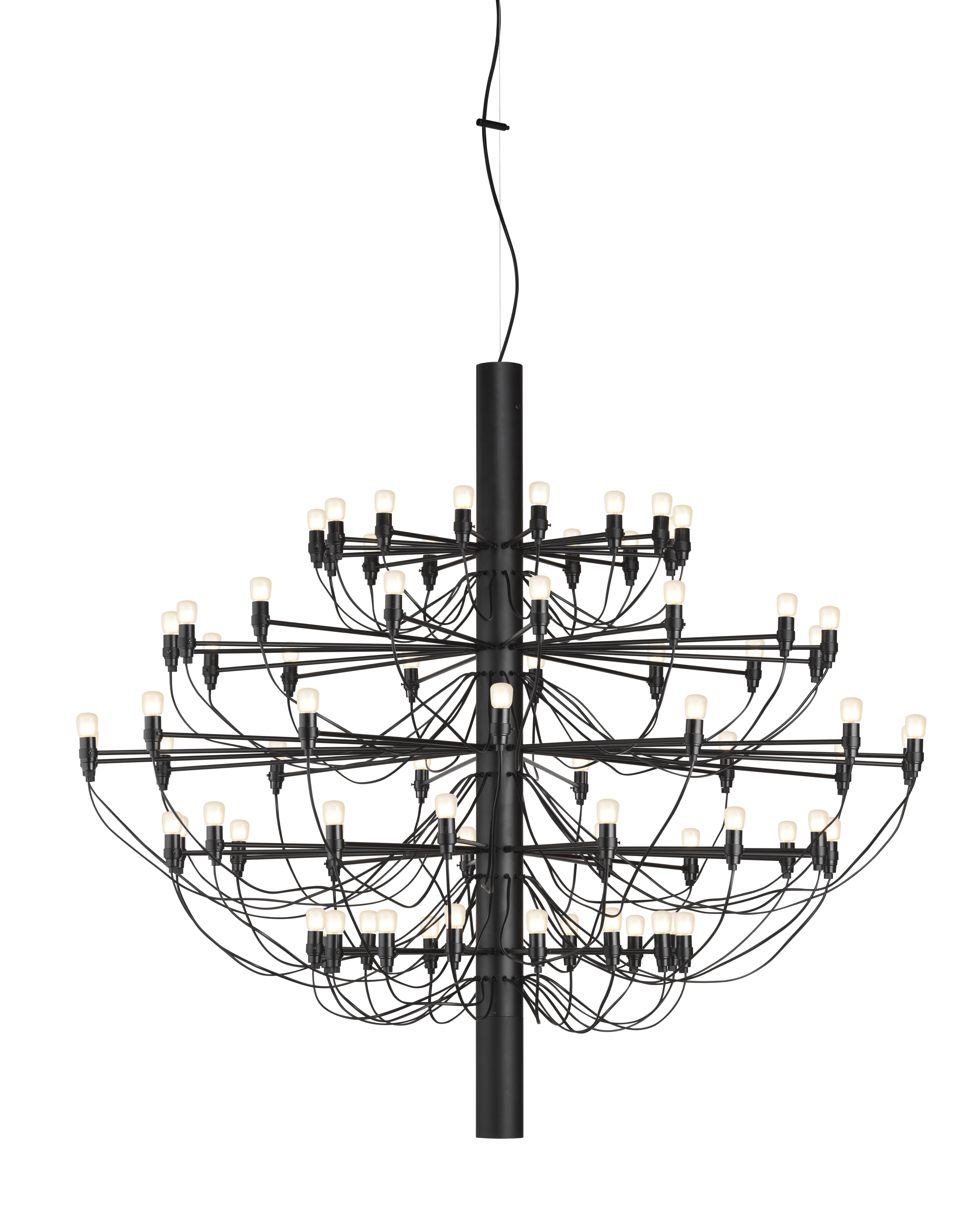 2097/75 Chandelier Black with Frosted Bulbs Flos