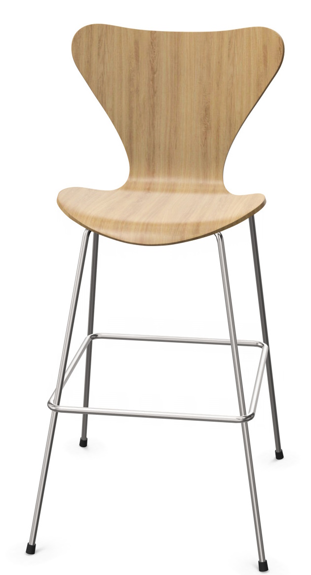 Seven Bar Stool 3197 Unupholstered Pale Pink Frame Graphite Fritz Hansen SINGLE PIECES