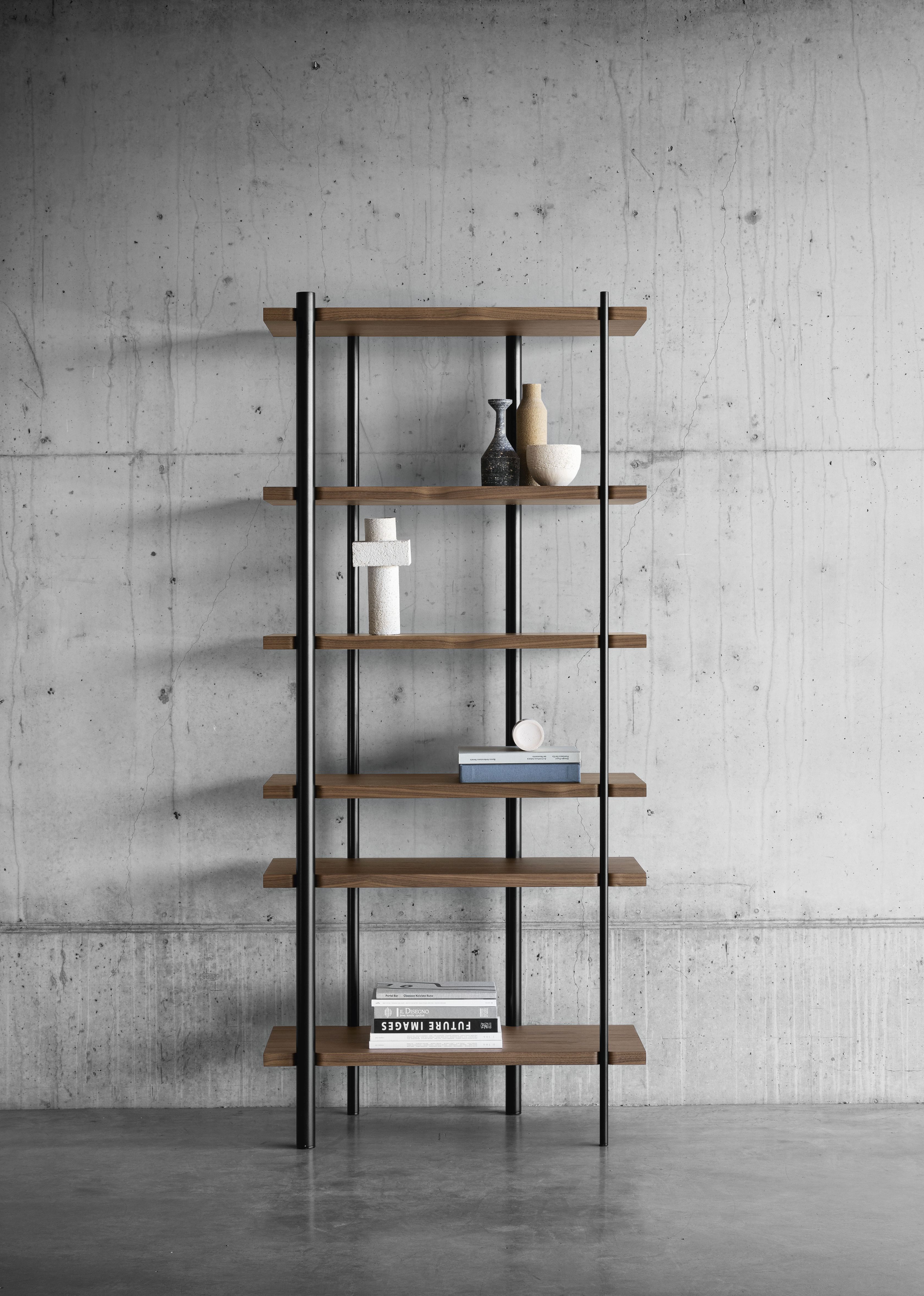 Milonga shelf black frame Walnut boards Miniforms