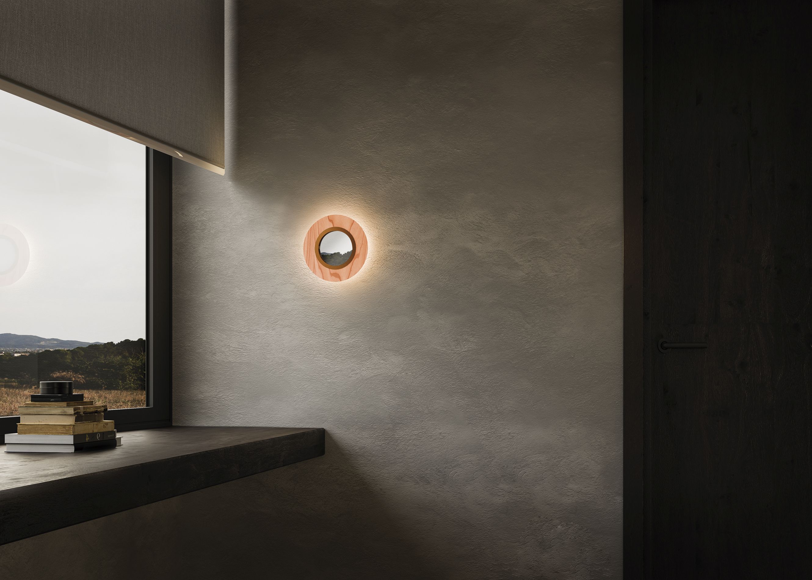 Lens LED Wall Light Round Metal Ring in Gold LZF Lamps