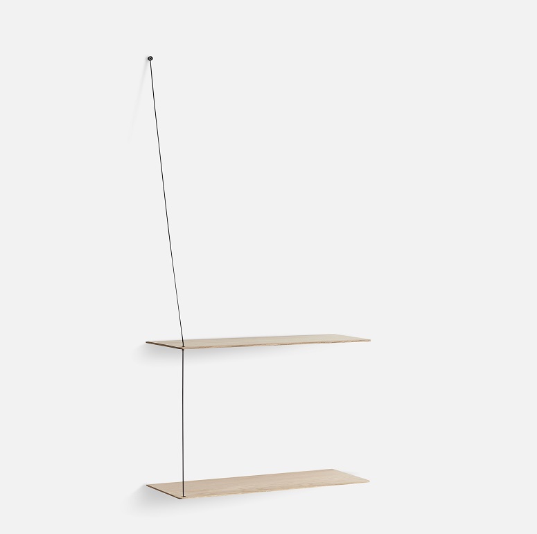 Stedge Wall shelf width 60 cm Woud oak white pigmented