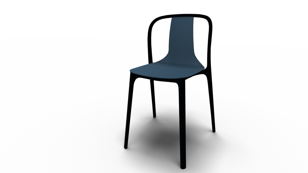 Vitra Belleville Chair: Moderner Kunststoffstuhl in Meerblau mit schwarzem Gestell für Esszimmer und Büro.