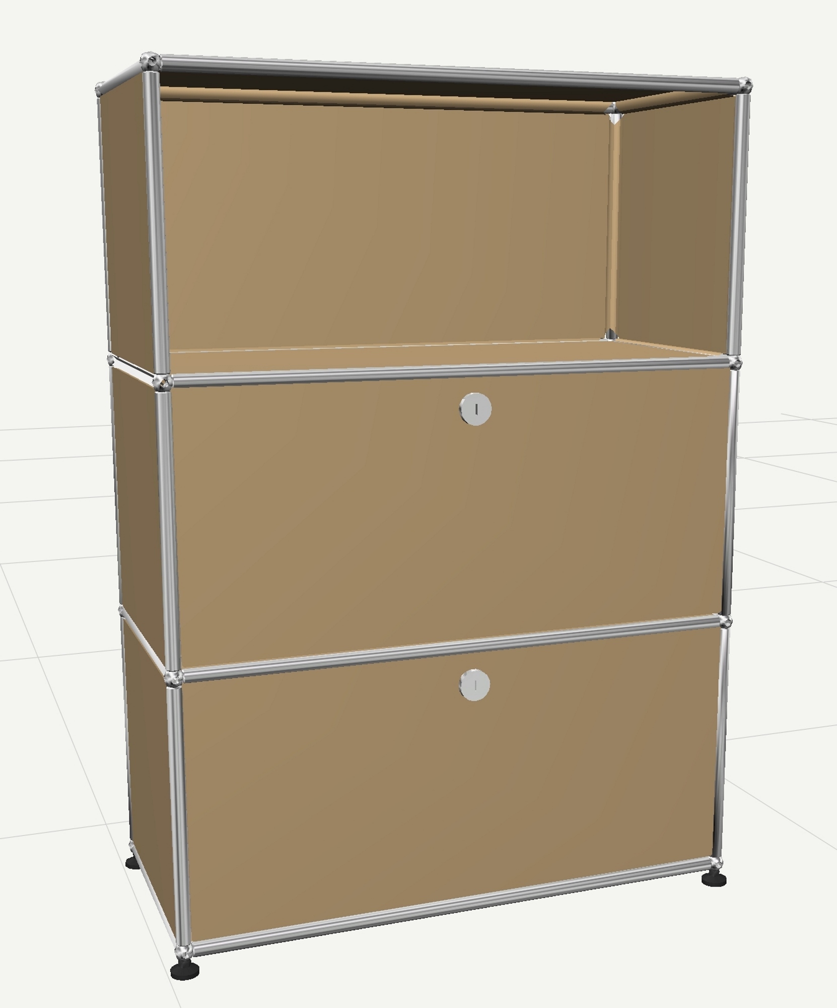 USM Haller Highboard mit 2 Klappen und 1 Fach offen-beige