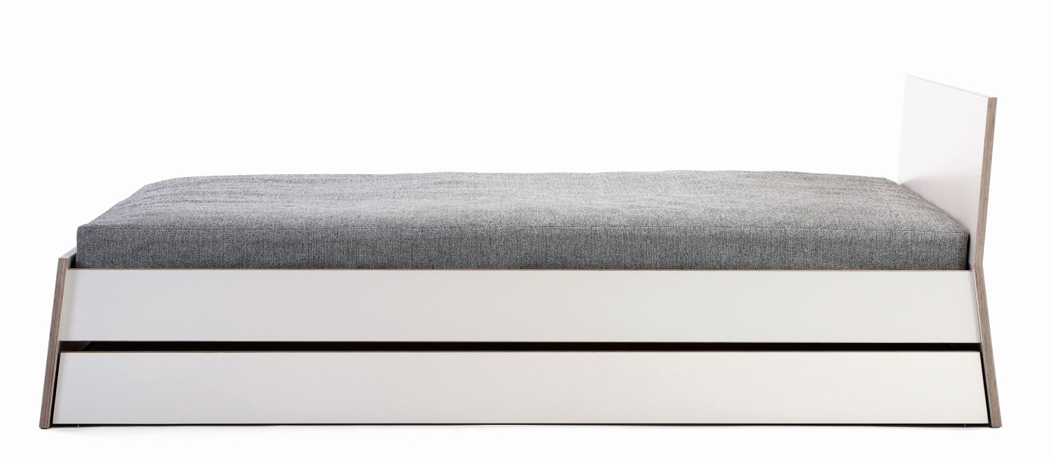 Stockholm bed birch multiplex with high headboard 180 white Richard Lampert 