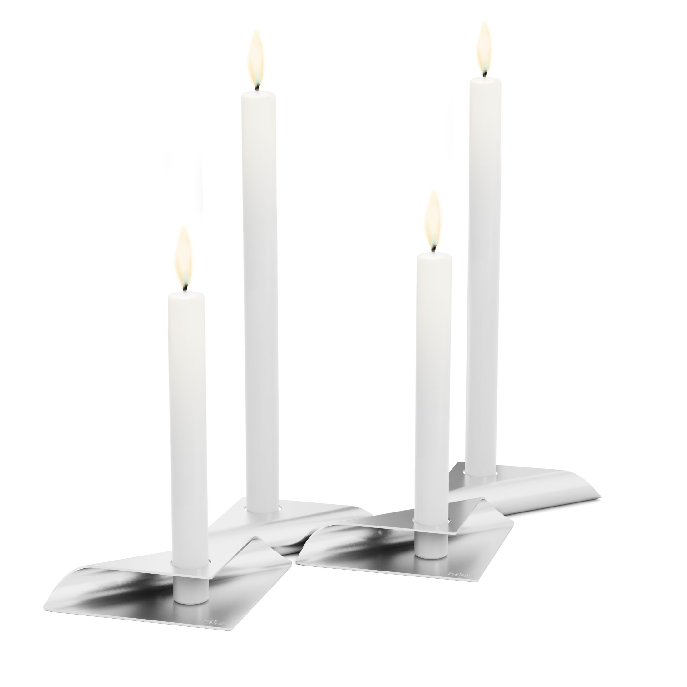 Square Candle candlestick set of 4 silver Höfats SINGLE PIECES