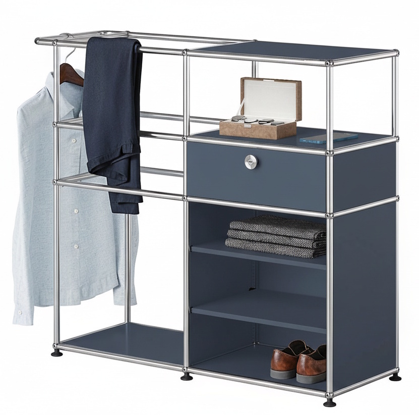 USM Haller wardrobe steel blue