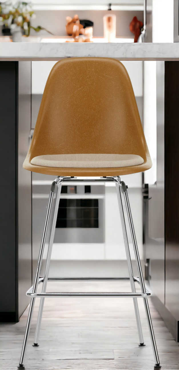 Eames Fibreglass Bar Stool Medium Bar stool with seat cushion Vitra