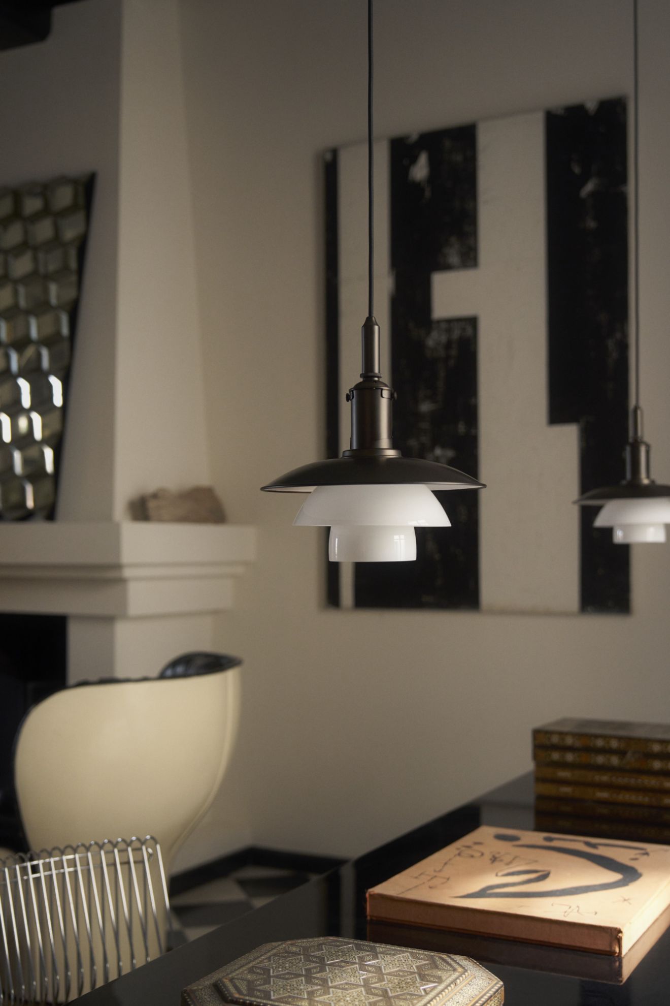 PH 3/3 Aged Brass Opal pendant light Louis Poulsen