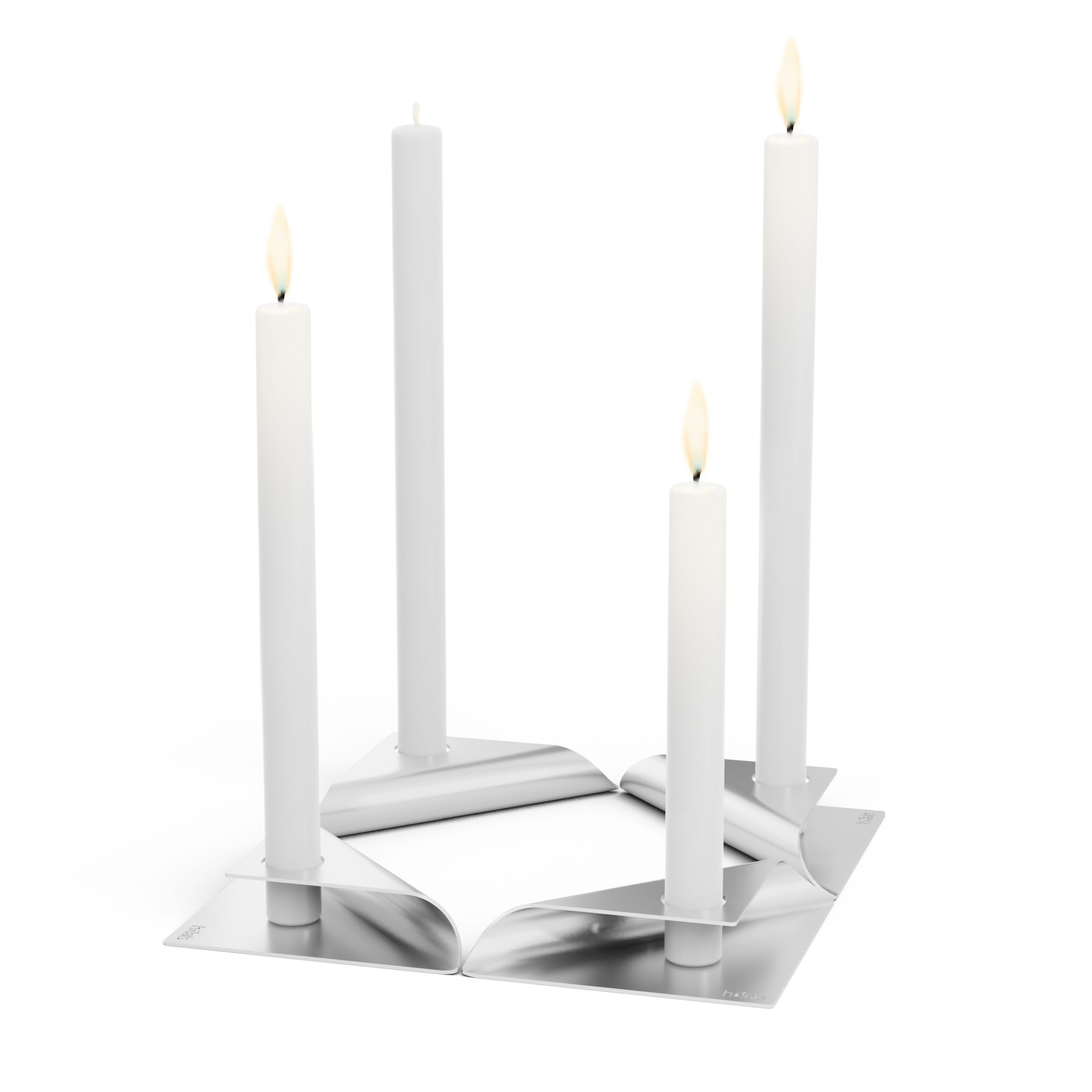 Square Candle candlestick set of 4 silver Höfats SINGLE PIECES