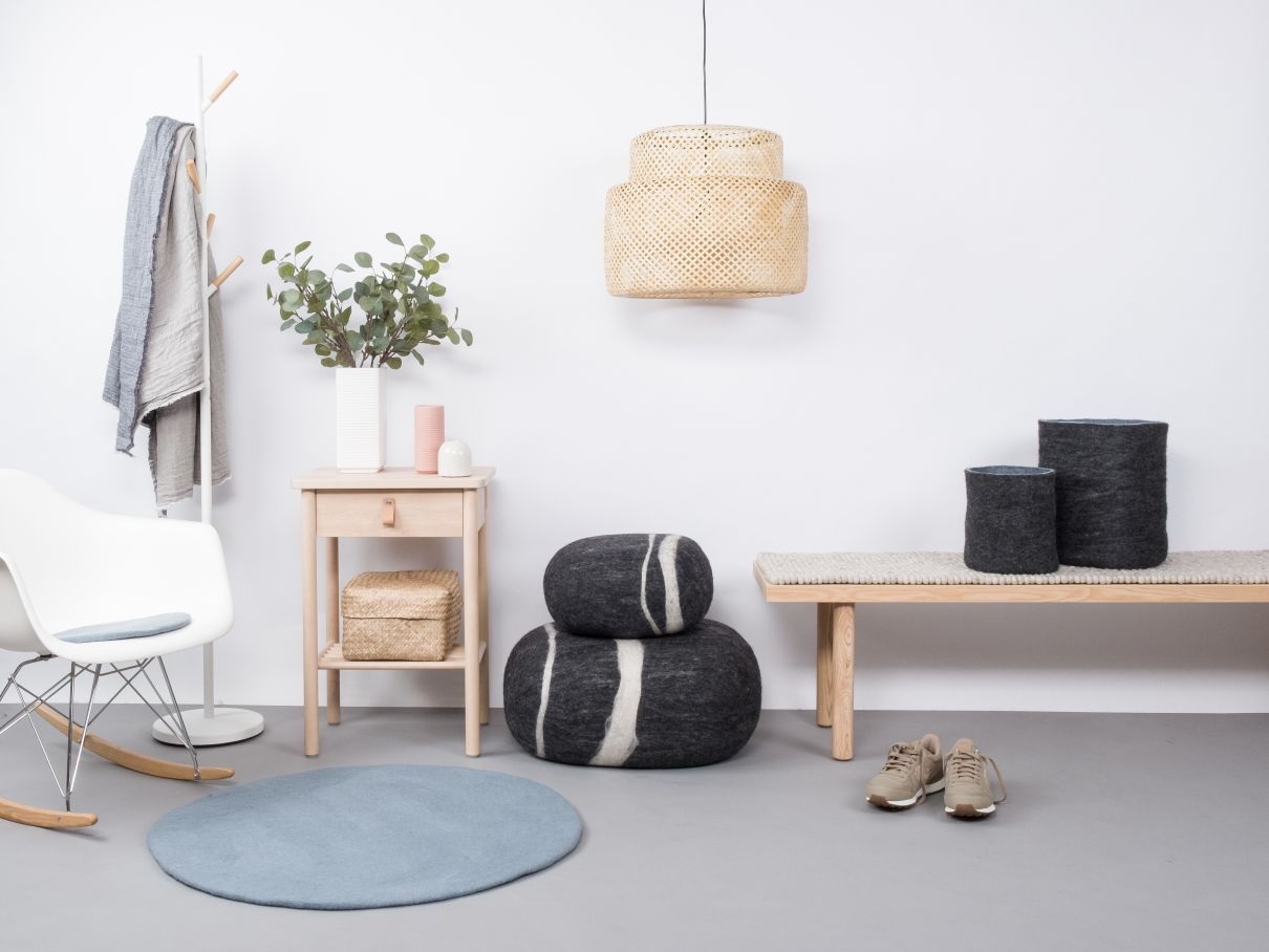 Mono Round Felt Rug Ø 160 cm myfelt Mia (light blue)