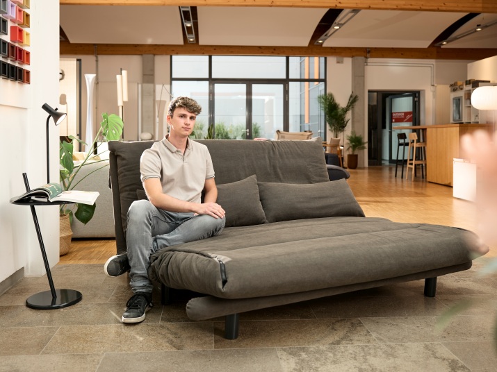 Multy First sofa bed 3-seater with wedge cushion ligne roset