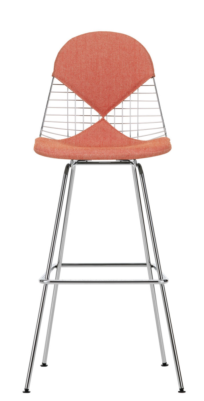 Eames Wire Bar Stool Bar stool High with seat and backrest upholstery Vitra