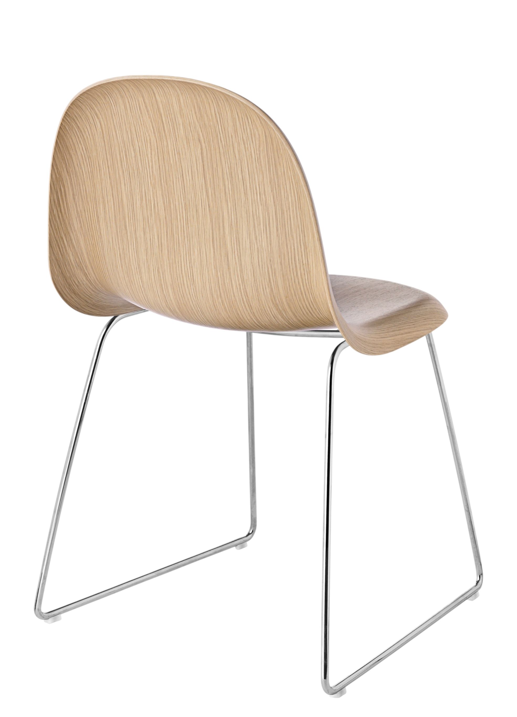 3D Dining Chair Oak - Sledge Base Steel - Plastic Glides Gubi