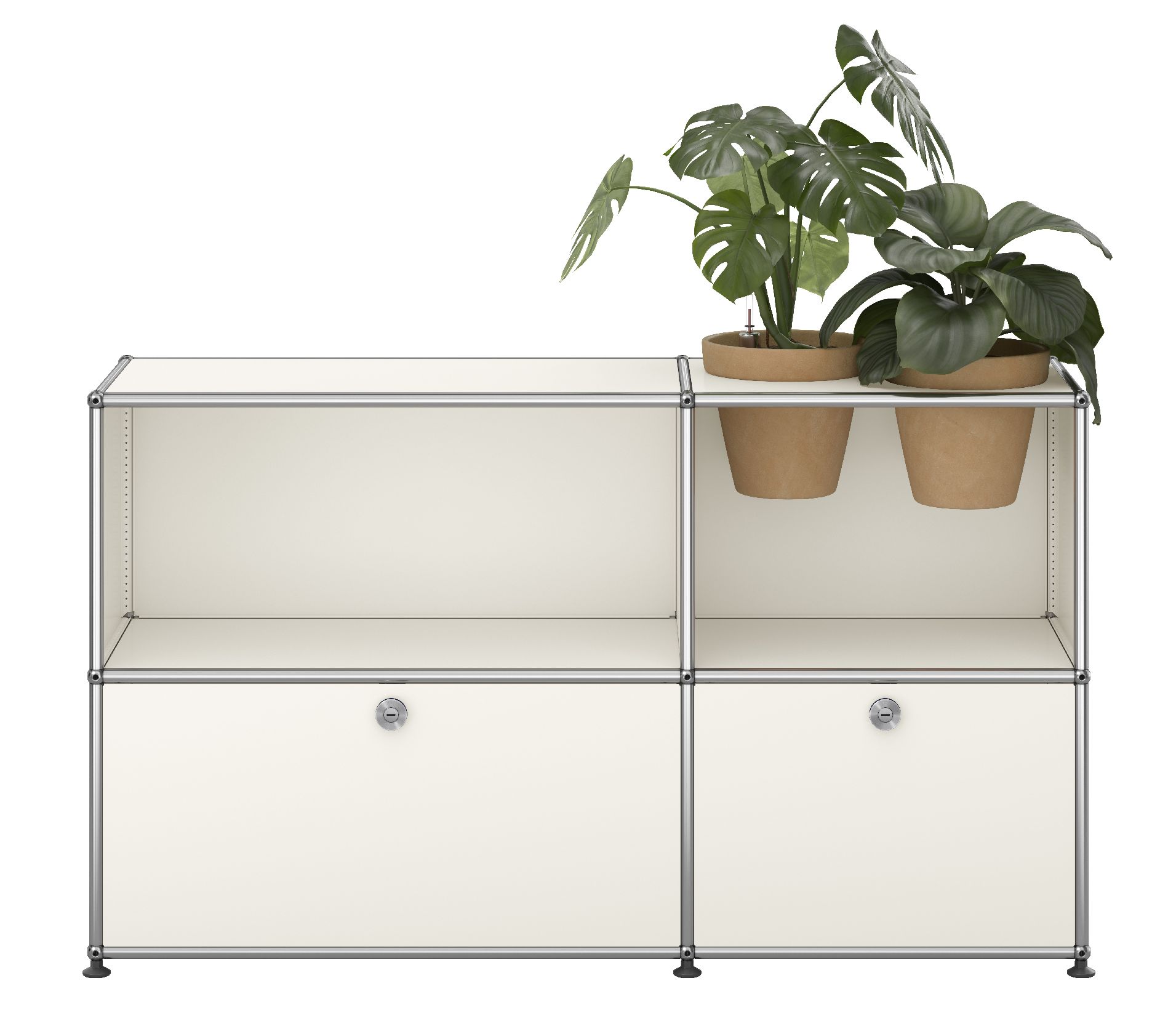 USM Haller Sideboard M57 with hinged doors and plant insert Pure White