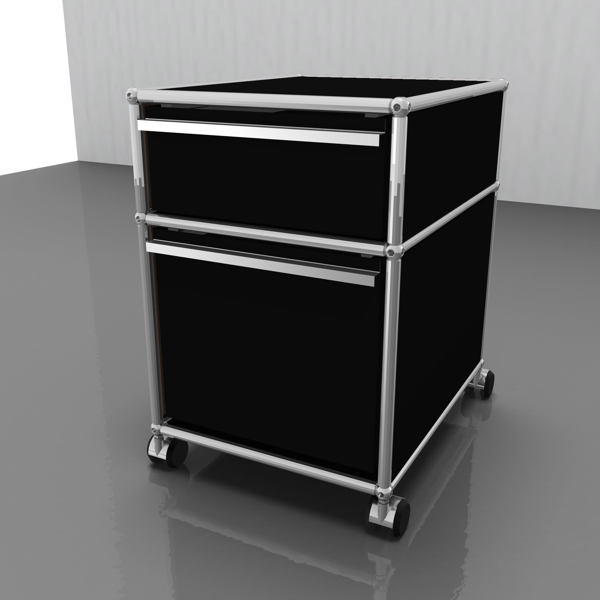 USM Haller Rollcontainer mit Hängeregistratur – graphitschwarz