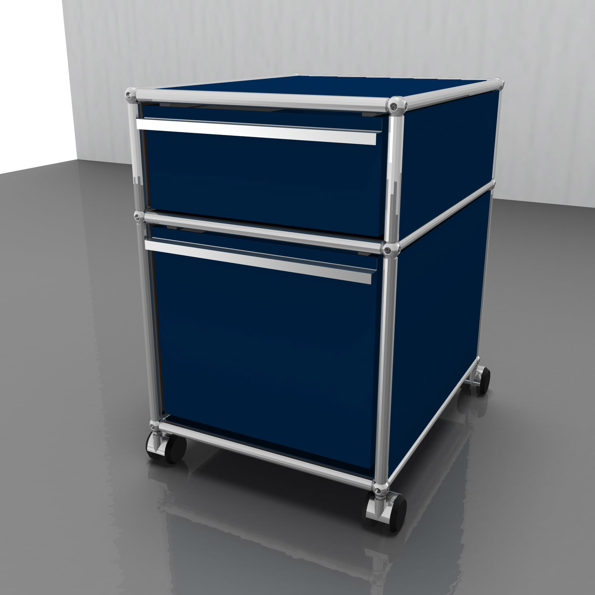 USM Haller Rollcontainer mit Hängeregistratur -enzianblau