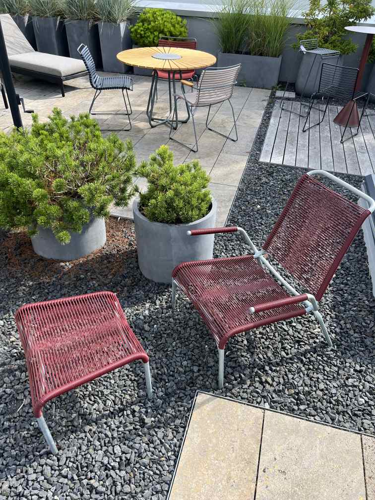 Altofer lounge chair + stool combination Outdoor Embru EXHIBITION PIECES