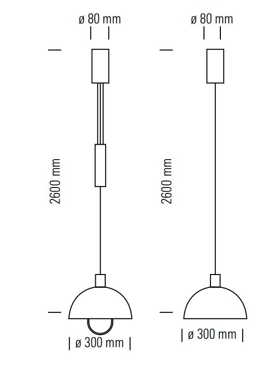 HMB 25/300 HMB25/300 Bauhaus Pendant Lamp Tecnolumen without pulley