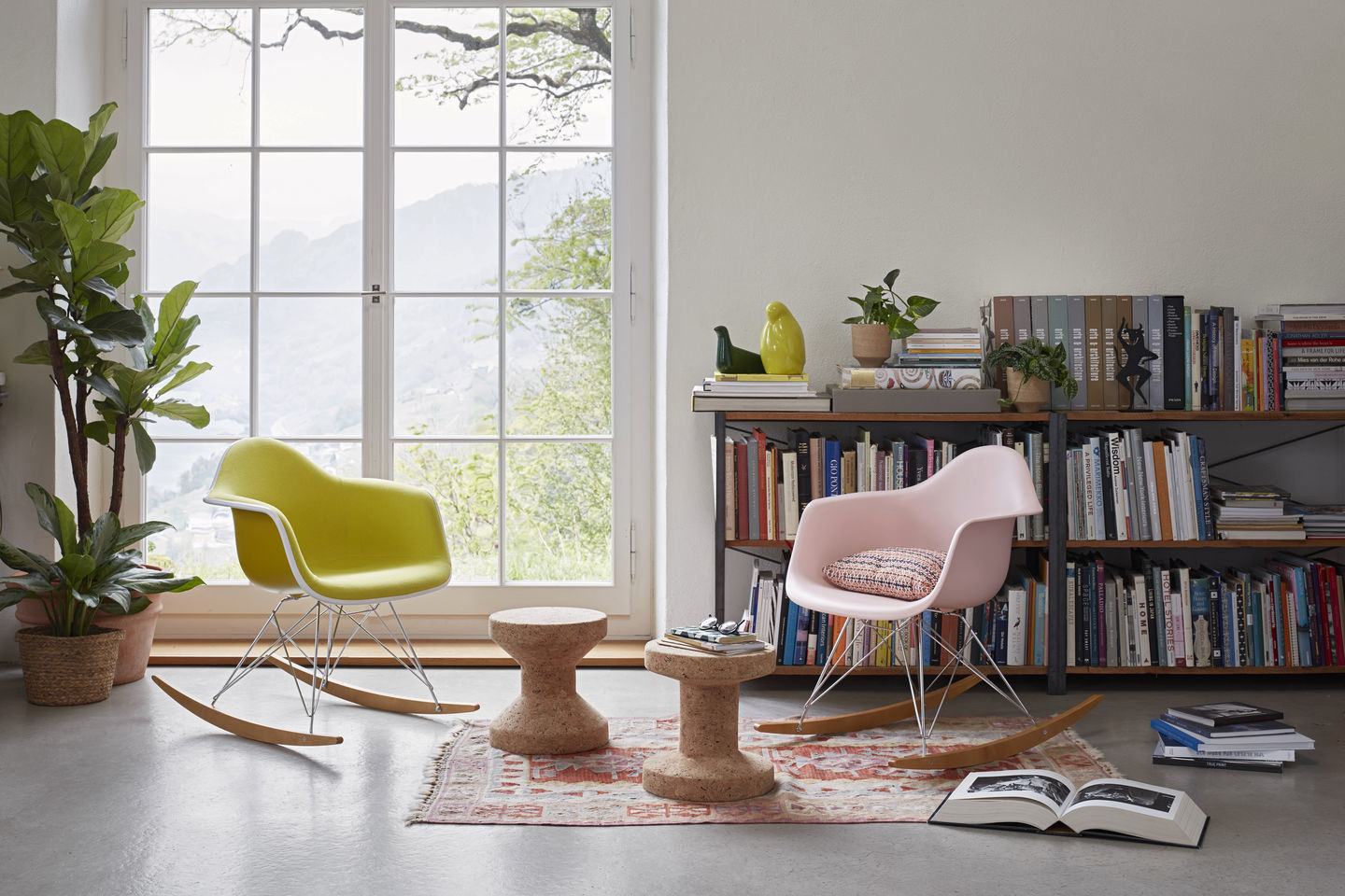 Eames Plastic Arm Chair RAR Rocking Chair Vitra Maple dark-Black-White