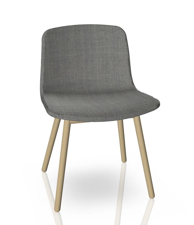 About A Chair AAC13 / AAC 13 Chair with full upholstery Remix 123 Hay SINGLE PIECES About A Chair AAC13 Stuhl mit Eichengestell und grauem Remix-Bezug, moderner Polsterstuhl.