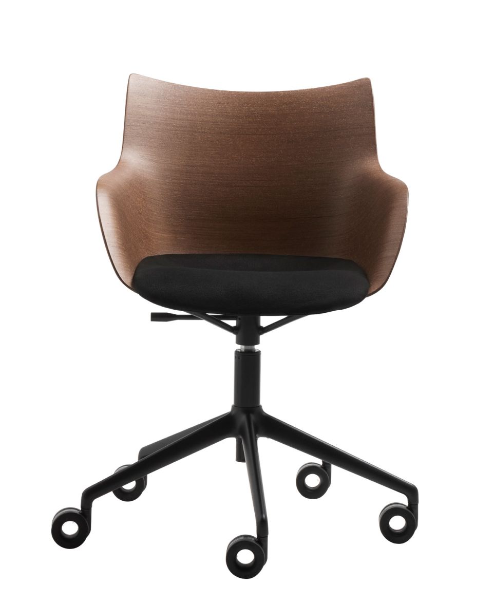 Q/Wood Soft Swivel Chair S1 Dark Wood / Black Frame Kartell