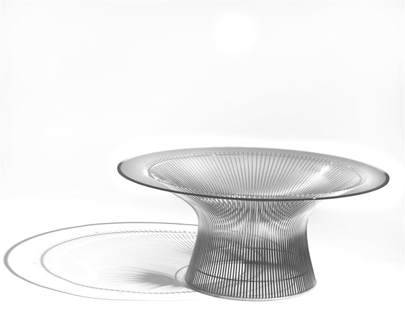 Platner coffee table crystal glass / polished nickel Knoll International - QUICK SHIP