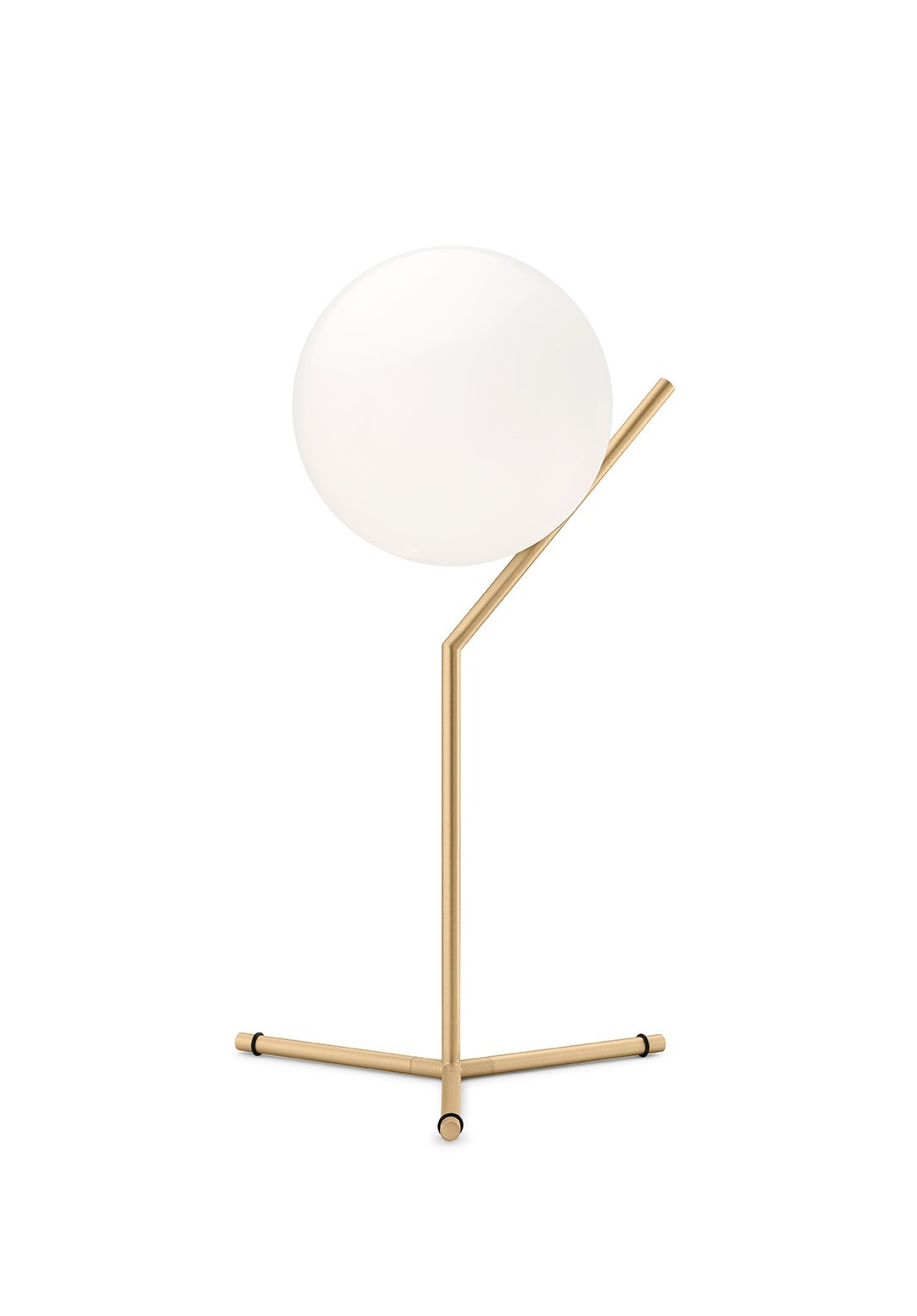 IC Lights Tischleuchte in Messing mit weißem Opalglas-Diffusor, moderne Tischlampe für Wohnzimmer und Schlafzimmer.