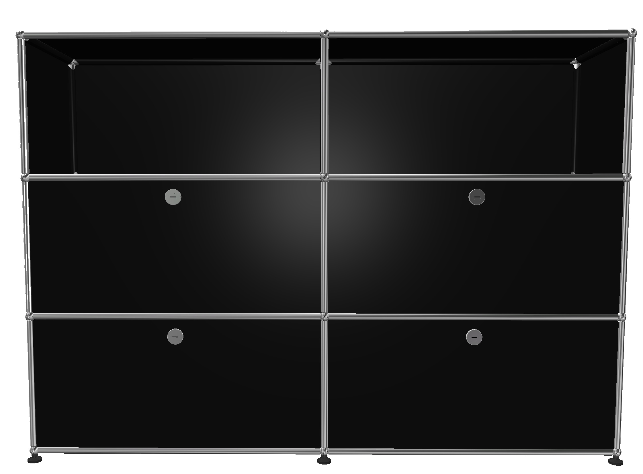 USM Haller Highboard 2 Open / 2 Flaps / 2 Drawers Graphite black - FAST DELIVERY     