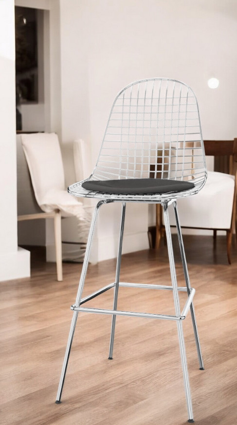 Eames Wire Bar Stool Bar stool High with seat cushion Vitra 