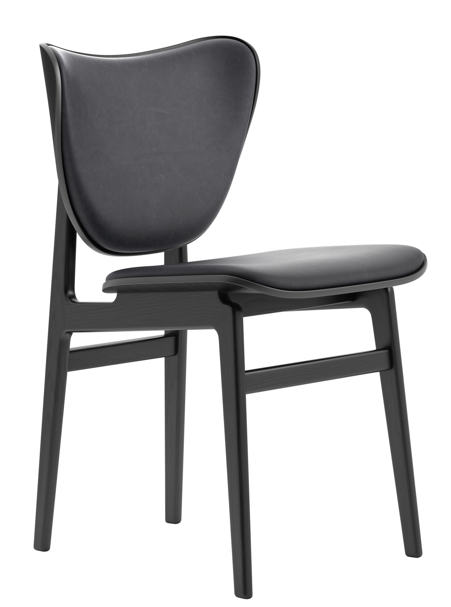 Elephant Dining Chair Stuhl mit Lederbezug in Anthrazit und Eiche schwarz. Moderner Esszimmerstuhl.