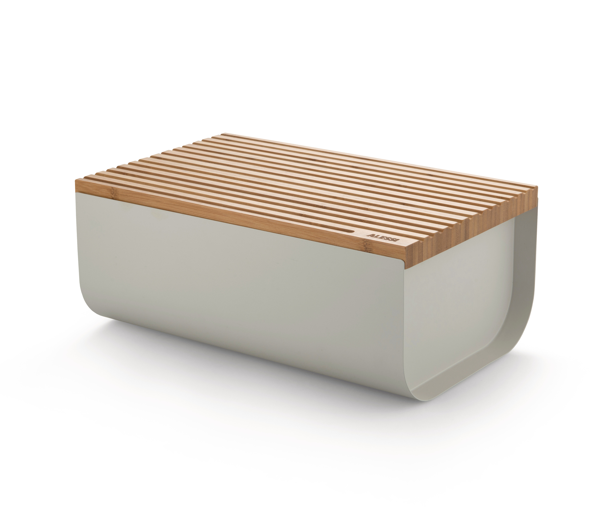 Mattina Bread Box Made of Steel Warm Grey Alessi