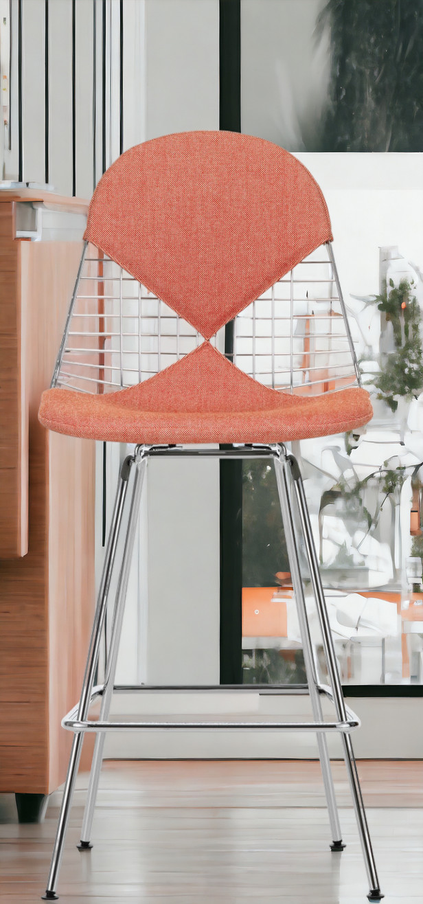 Eames Wire Bar Stool Medium with seat and back cushion Vitra  