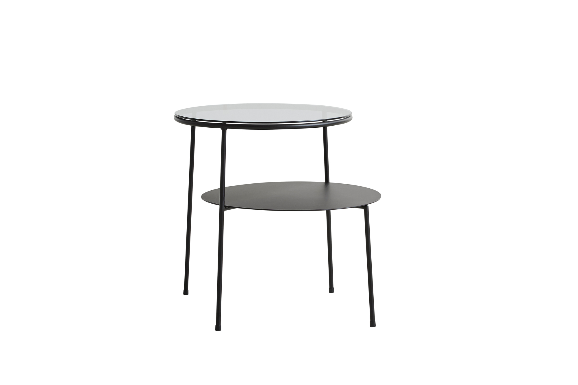 Duo Side Table Black with Dark Smoked Glass Woud