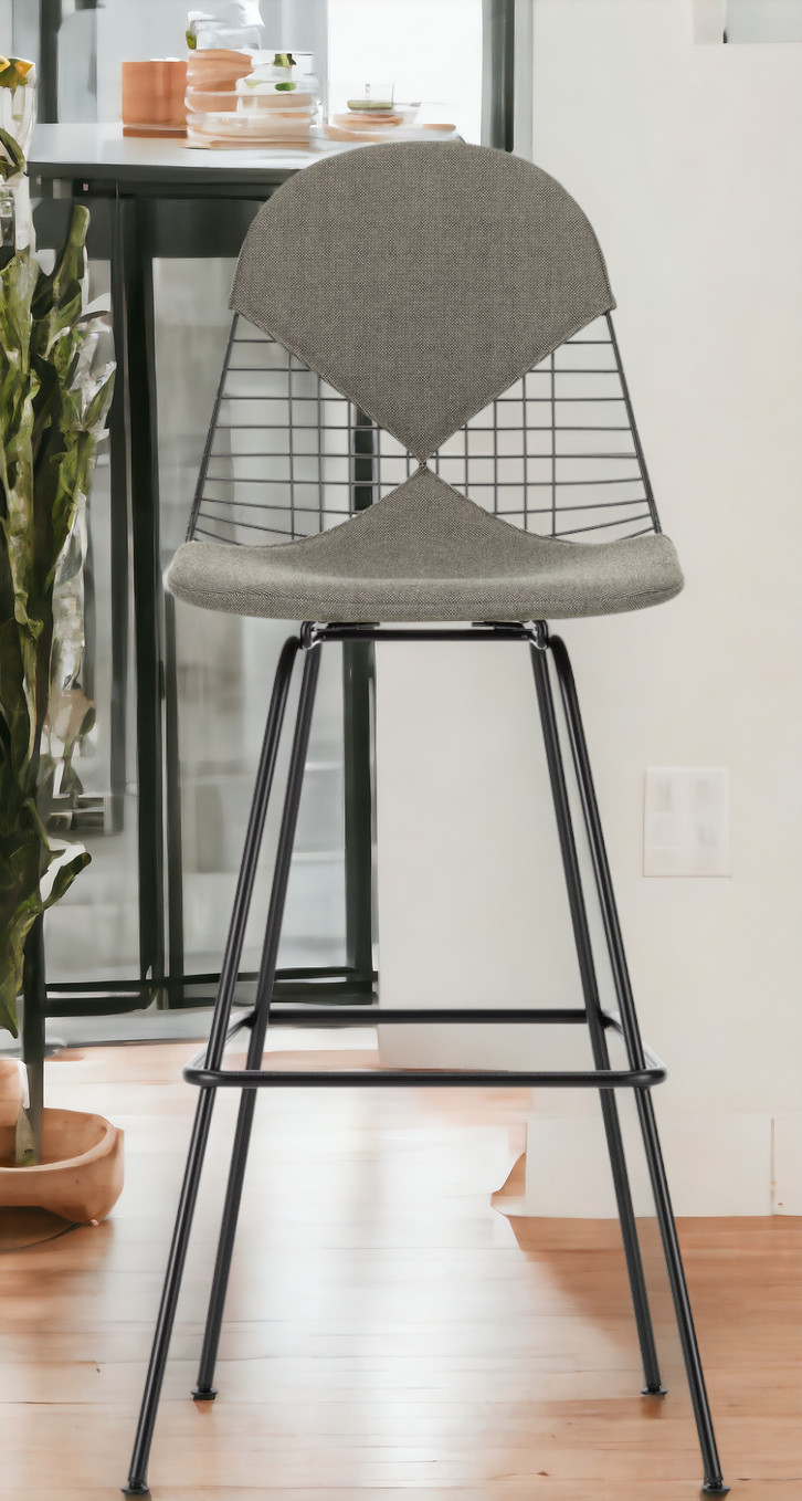 Eames Wire Bar Stool Bar stool High with seat and backrest upholstery Vitra