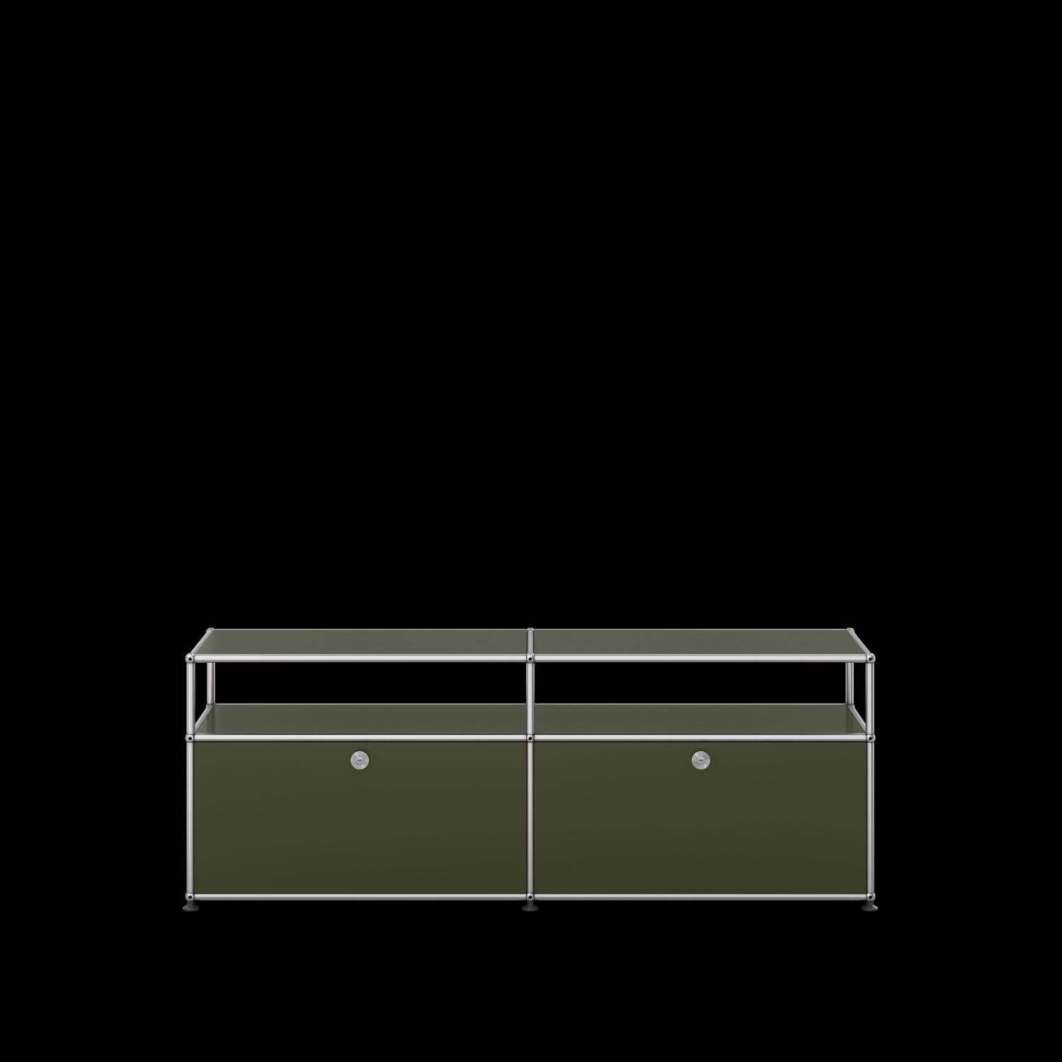 USM Haller lowboard with two hinged doors olive green NEW STANDARD COLOUR