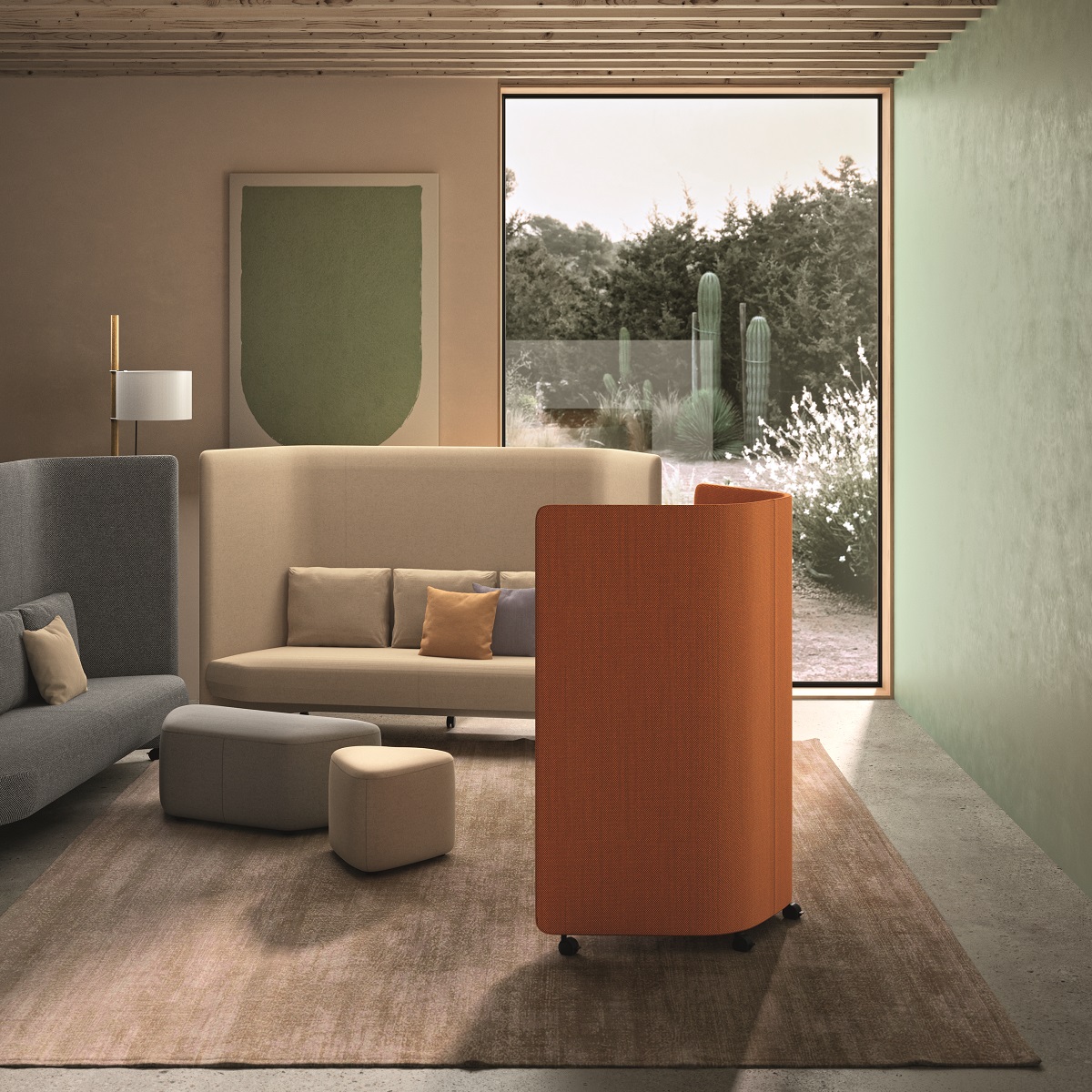 In Out Office RS2264 Ottoman Hocker auf Rollen in modernem Wohnraum, vielseitig und stilvoll.