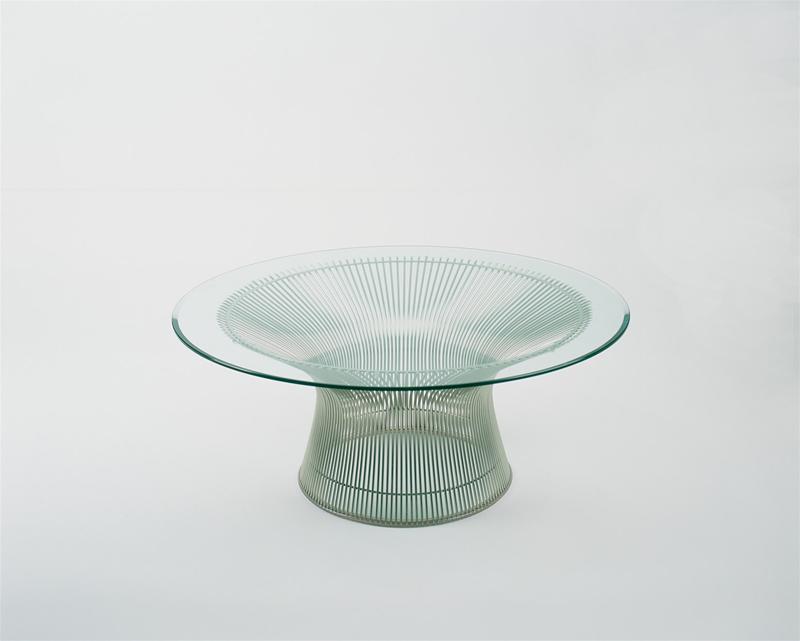 Platner coffee table crystal glass / polished nickel Knoll International - QUICK SHIP