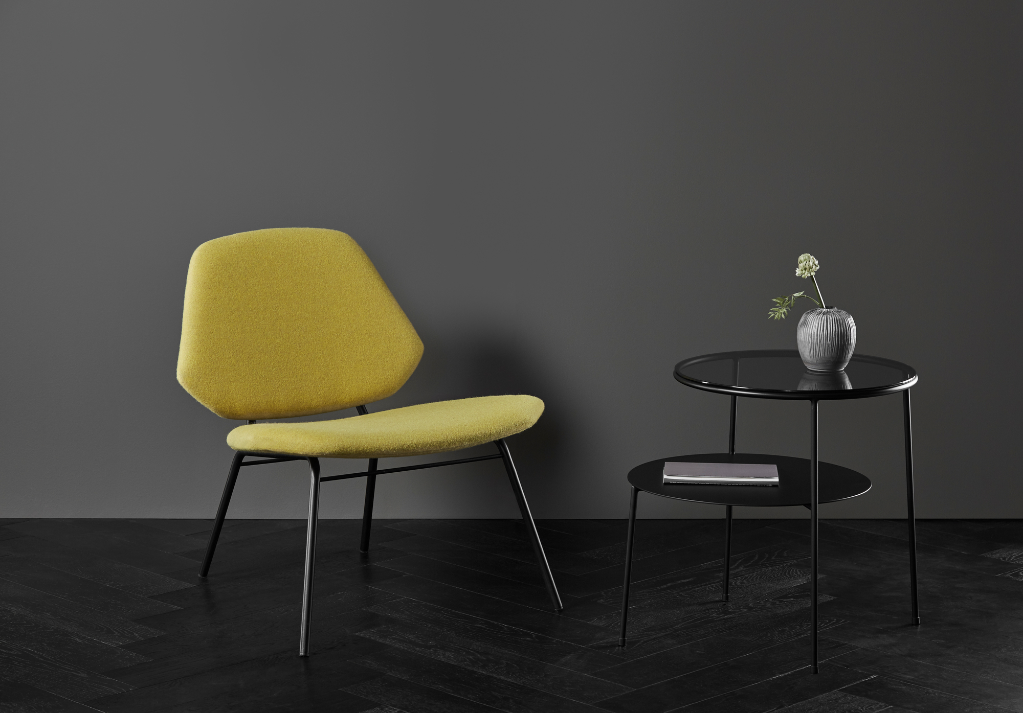 Duo Side Table Black with Dark Smoked Glass Woud