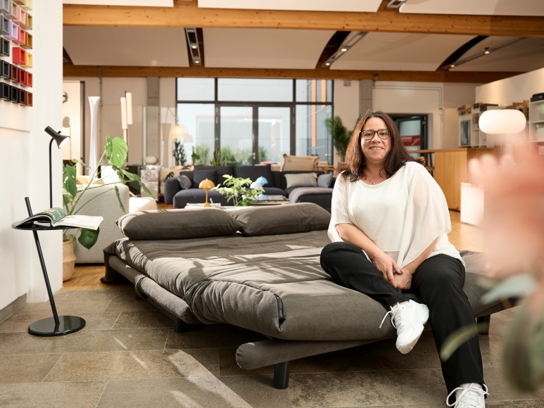 Multy First sofa bed 3-seater with wedge cushion ligne roset