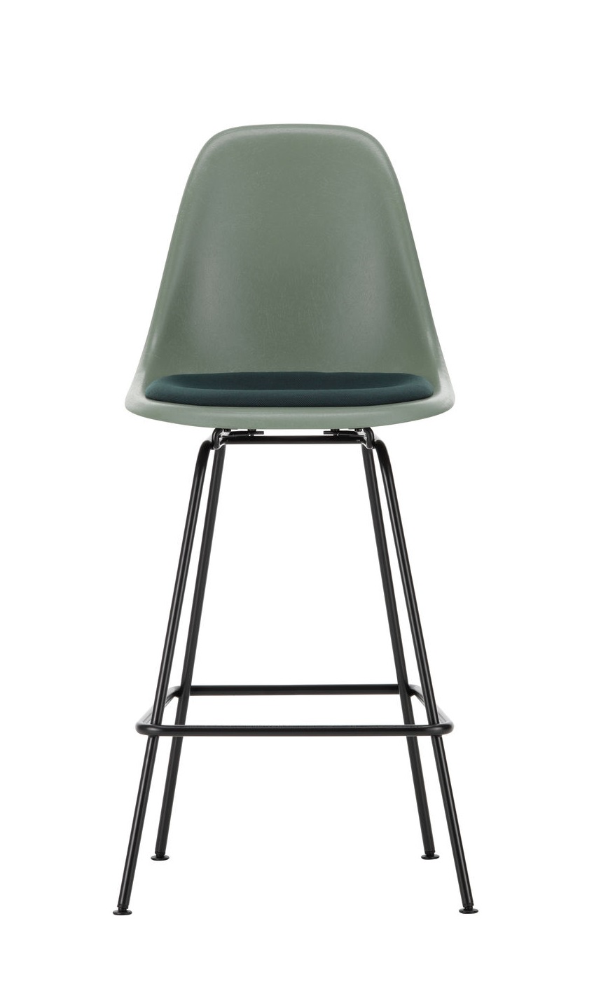 Eames Fibreglass Bar Stool Medium Bar stool with seat cushion Vitra