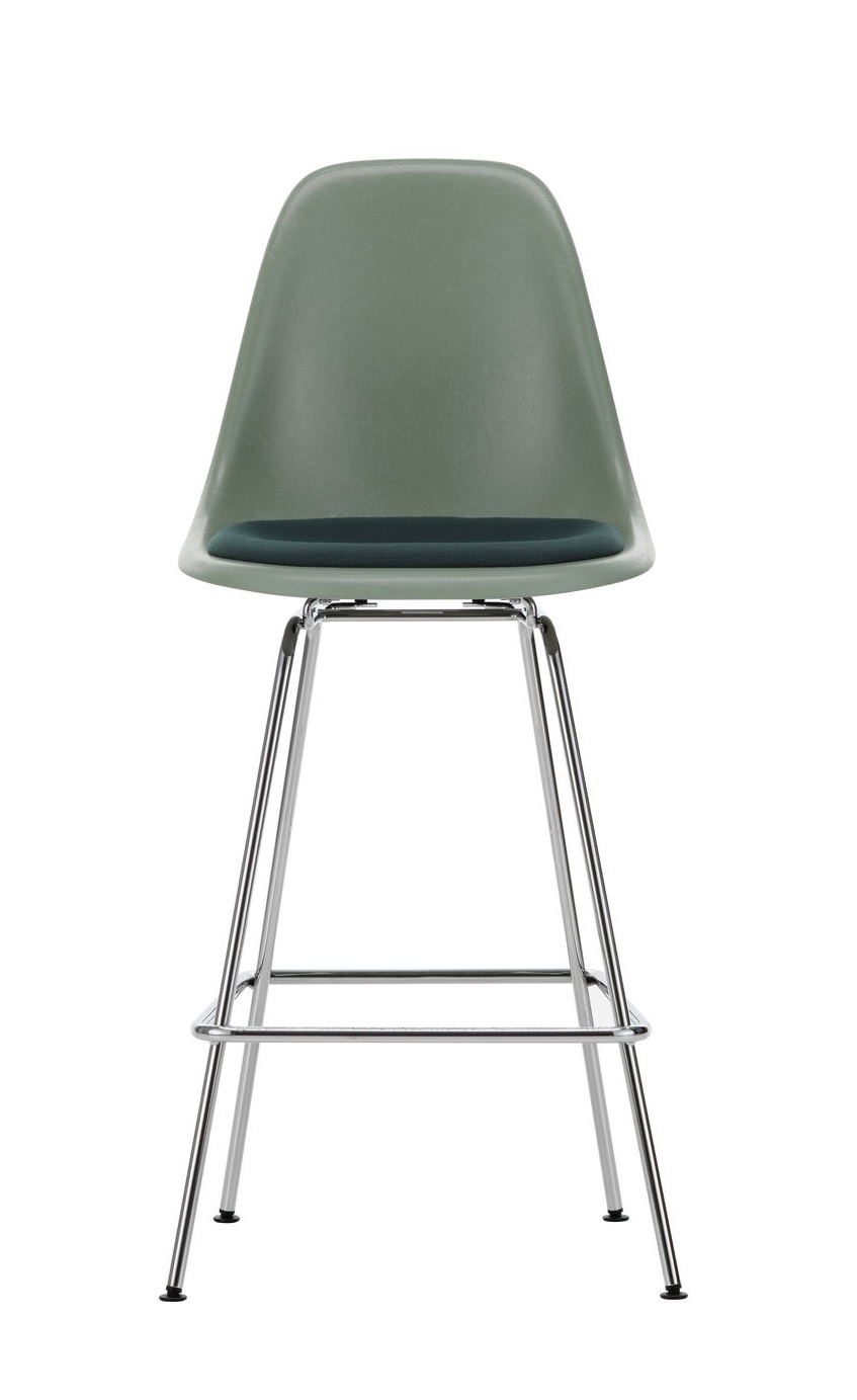 Eames Fibreglass Bar Stool Medium Bar stool with seat cushion Vitra