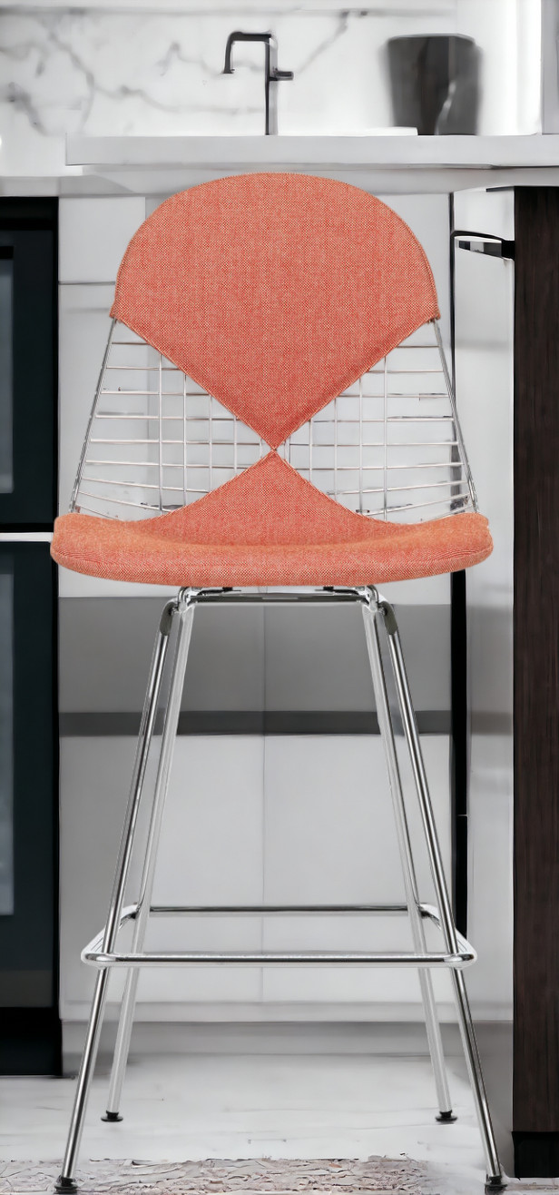 Eames Wire Bar Stool Medium with seat and back cushion Vitra  
