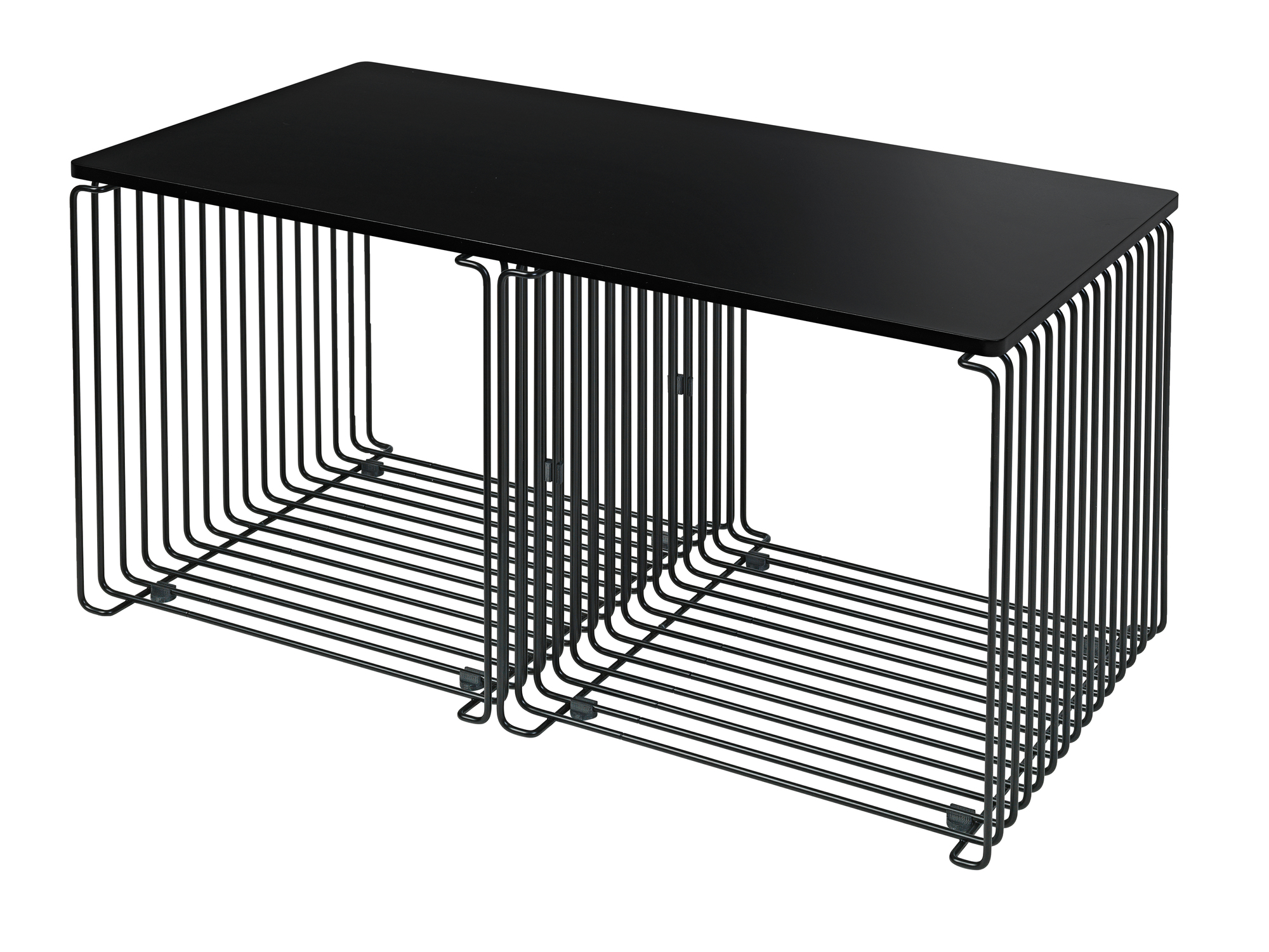 Panton Wire Cube Side table / Coffee table chrome black lacquered / Table top MDF black Montana