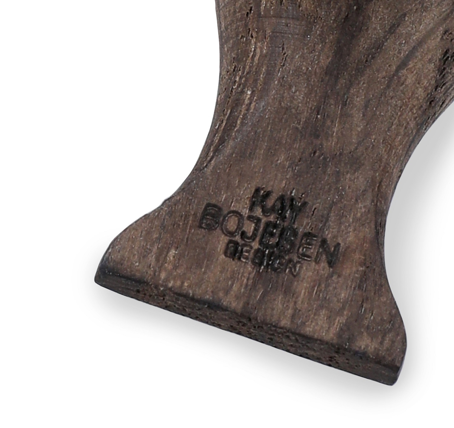 Bird oak silver coloured metal keyring pendant with black leather Kay Bojesen 