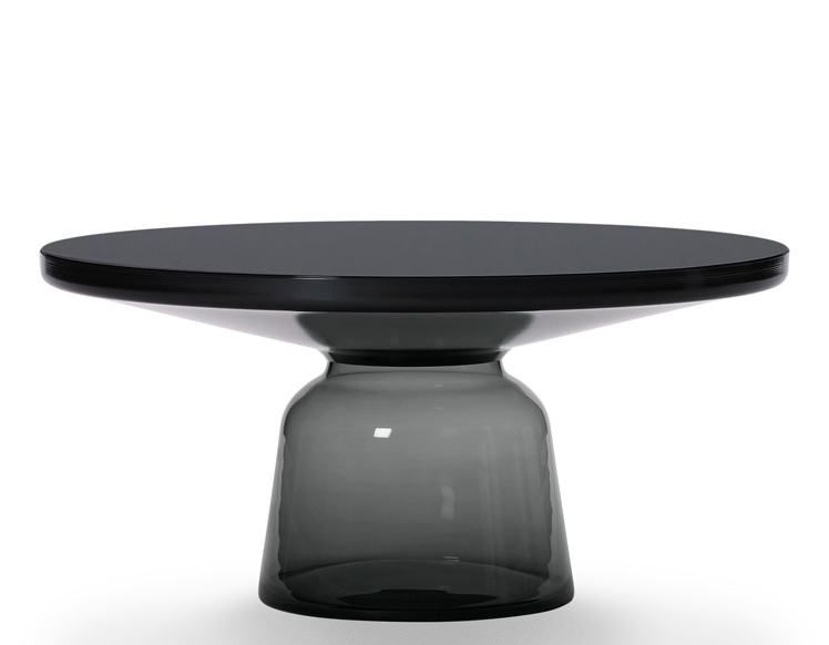 Bell Coffee Table Couchtisch in Quarz-grau: Moderner Wohnzimmertisch mit Stahl und Glas.