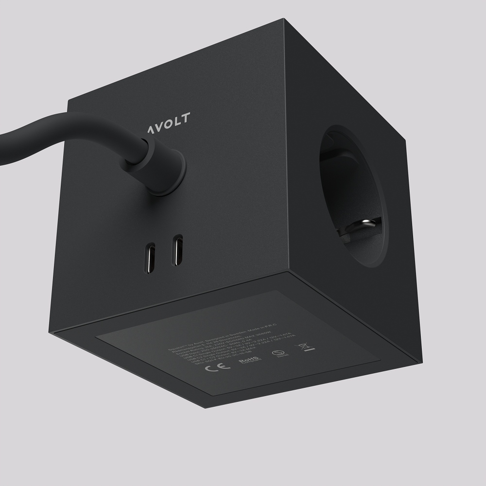 Square 1 - Avolt Socket Cube with USB C dfp Design Shark blue