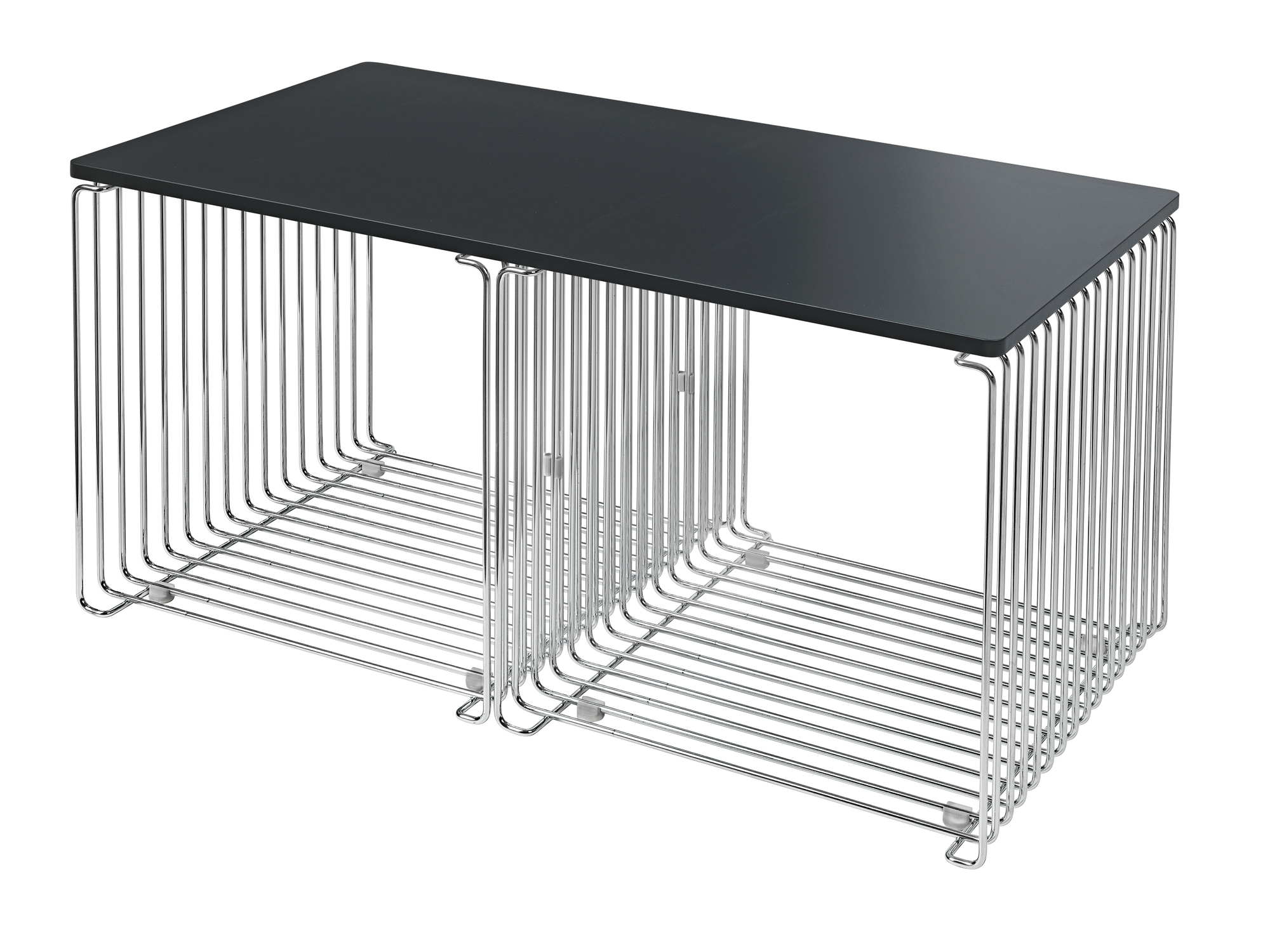 Panton Wire Cube Side table / Coffee table chrome / Table top MDF anthracite Montana