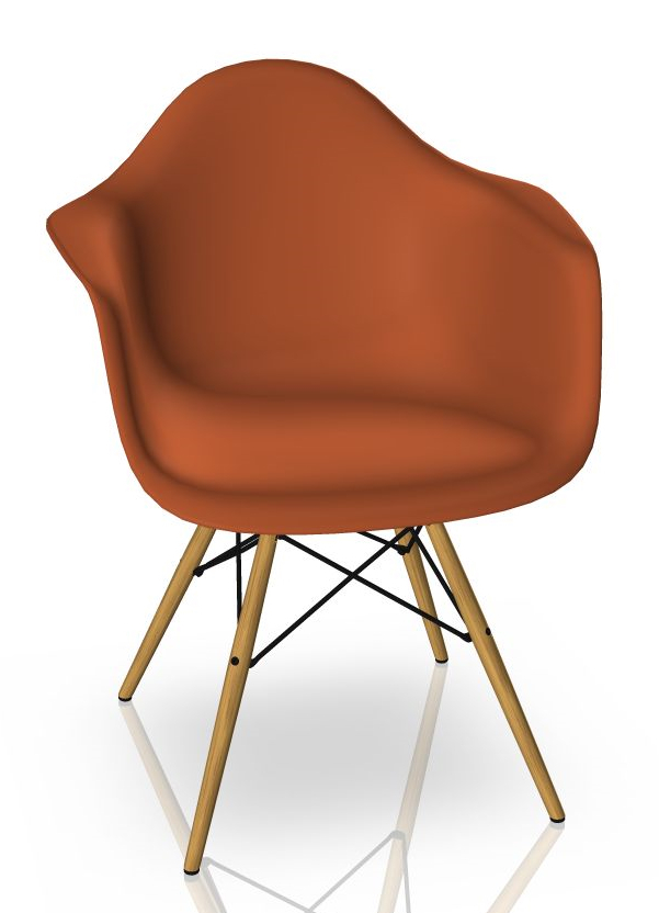 Eames Plastic Arm Chair DAW Chair Vitra Maple yellowish - Rust orange