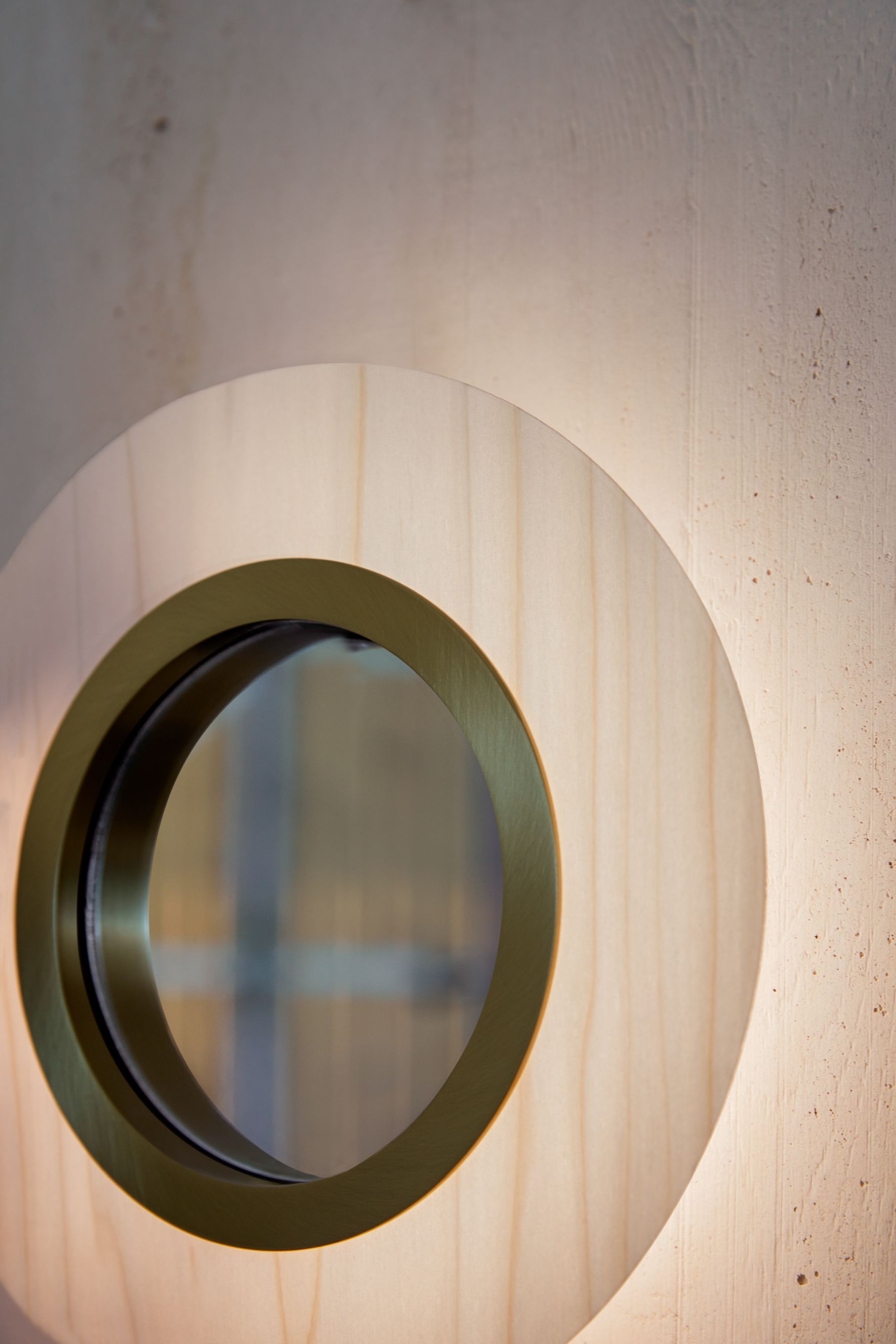 Lens LED Wall Light Round Metal Ring in Gold LZF Lamps